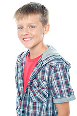 Image showing Cheerful young caucasian boy posing