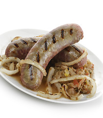 Image showing Sausages With Sauerkraut