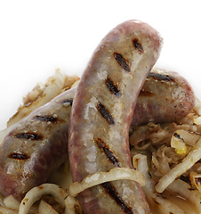 Image showing Sausages With Sauerkraut