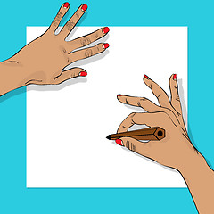 Image showing Drawing hands