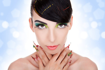 Image showing fashion woman model with glamour  makeup,  fancy nails