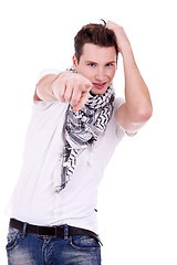 Image showing fashion man pointing to the camera