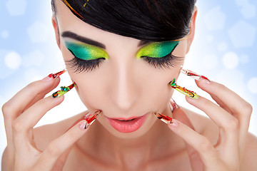 Image showing Luxury fashion style, manicure, cosmetics and make-up