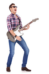 Image showing screaming guitarist playing