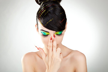 Image showing young woman with great colorful makeup