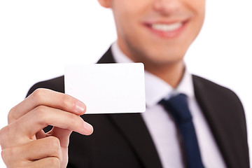 Image showing Blank Credit Card in Business man Hand 