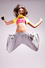 Image showing woman dancer in a jump dance mov