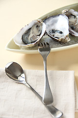 Image showing Oysters And Cutlery