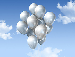 Image showing white balloons on a blue sky