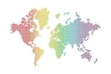 Image showing rainbow world map