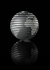 Image showing silver glossy globe on black background