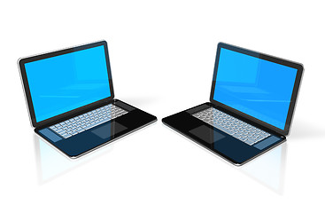 Image showing two black Laptop computers isolated on white