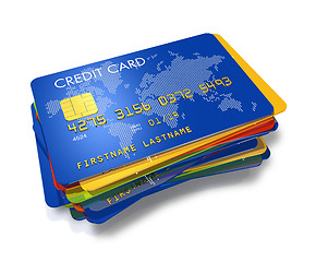 Image showing stack of multi colored credit cards