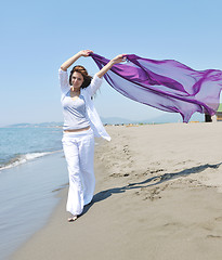 Image showing young woman relax  on beach