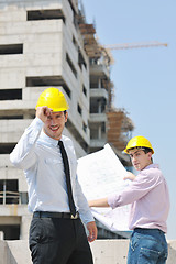 Image showing Team of architects on construciton site