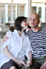 Image showing happy young couple have fun on beach