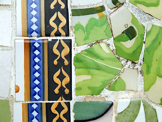 Image showing Gaudi mosaic - Barcelona detail