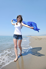 Image showing young woman relax  on beach