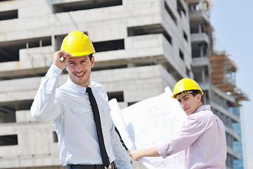 Image showing Team of architects on construciton site