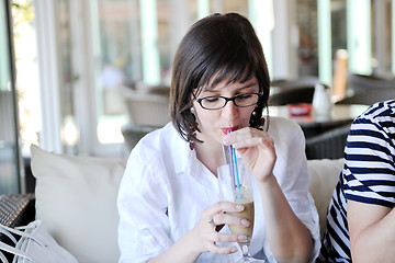 Image showing young woman relax  on beach