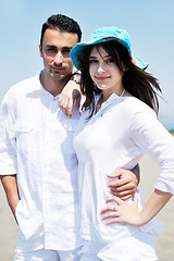 Image showing happy young couple have fun on beach