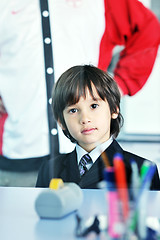 Image showing little child scientist in lab