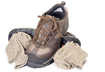 Image showing all terrain cross training hiking lightweight shoe  and ragg soc