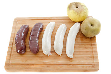 Image showing black pudding and white sausages