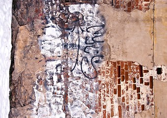 Image showing Dilapidated wall background wall paint graffiti 