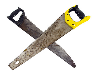 Image showing crossed hand-saw hand saw isolated over white 