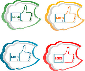 Image showing set of like stickers label with hands