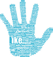 Image showing Like hand symbol with tag cloud of word