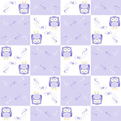 Image showing Cute blue seamless owl background patten for kids in vector