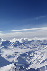 Image showing Top view of snow capped mountains