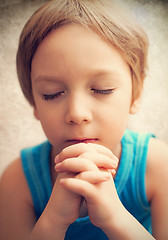 Image showing Photo boy at prayer