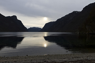 Image showing evening view over fjord in norway