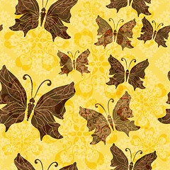 Image showing Yellow-brown floral pattern