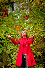 Image showing Happy fall woman