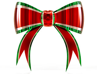 Image showing red with green plastic gift bow