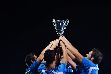 Image showing soccer players celebrating victory