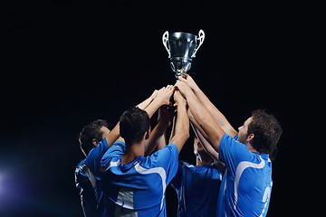 Image showing soccer players celebrating victory