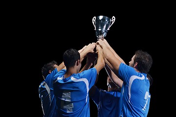 Image showing soccer players celebrating victory