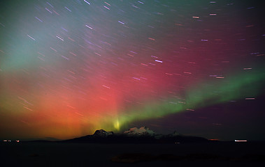 Image showing Red Aurora over Landegode