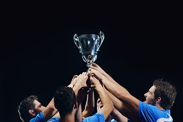 Image showing soccer players celebrating victory