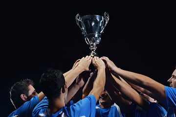 Image showing soccer players celebrating victory