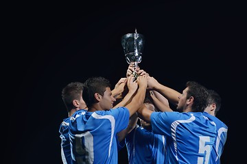 Image showing soccer players celebrating victory