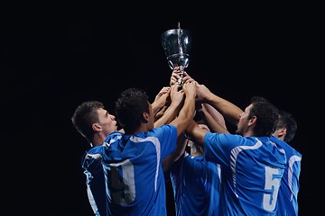 Image showing soccer players celebrating victory