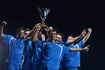 Image showing soccer players celebrating victory