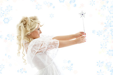 Image showing fairy with magic wand and snowflakes