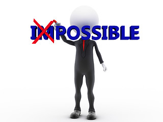 Image showing Businessman turning the word impossible into possible on white b